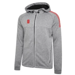 Dual Full Zip Hoody -Sports - Hockey Cricket DU012 Grey Red scaled 1