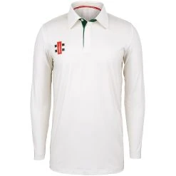 Pro Performance Cricket Shirt Long Sleeve -Sports - Hockey Cricket Pro Performance Ivory Green L s Front