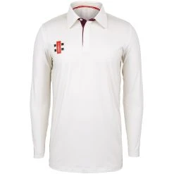 Pro Performance Cricket Shirt Long Sleeve -Sports - Hockey Cricket Pro Performance Ivory Maroon L s Front