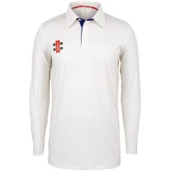 Pro Performance Cricket Shirt Long Sleeve -Sports - Hockey Cricket Pro Performance Ivory Navy L s Front