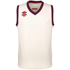 Pro Performance Sleeveless Cricket Slipover -Sports - Hockey Cricket Pro Performance Maroon Trim M Front 1
