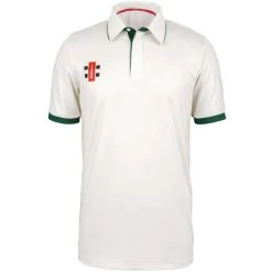 Pro Performance Cricket Shirt Short Sleeve -Sports - Hockey Cricket Pro Performance Short Sleeve Green Trim 1
