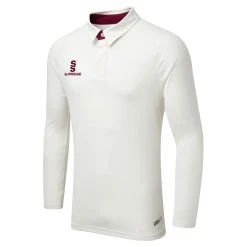 Tek Cricket Shirt Long Sleeved 7 Tek Cricket Shirt Long Sleeved -Sports - Hockey Cricket Surridge Tek Long Sleeve Cricket Shirt MaroonTrim