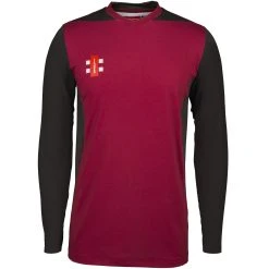 Pro Performance T20 Cricket Shirt Long Sleeve -Sports - Hockey Cricket T20 Long Sleeve Shirt MaroonBlack 2