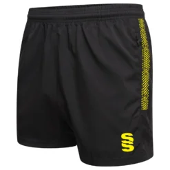 Dual Performance Short -Sports - Hockey Cricket du020 BLACK YELLOW